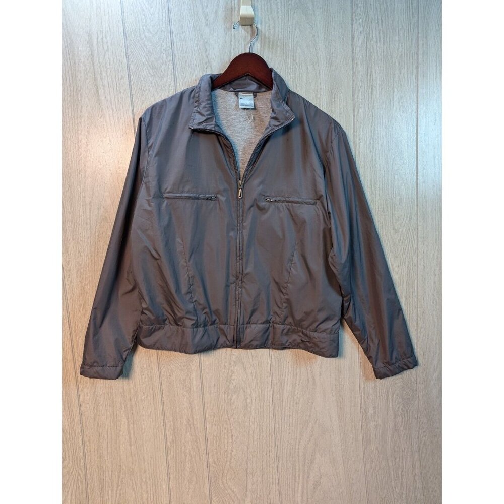 NIKE JACKET Gray WINDBREAKER Large 12 14 Womens Full Zip Active Wear Harrington